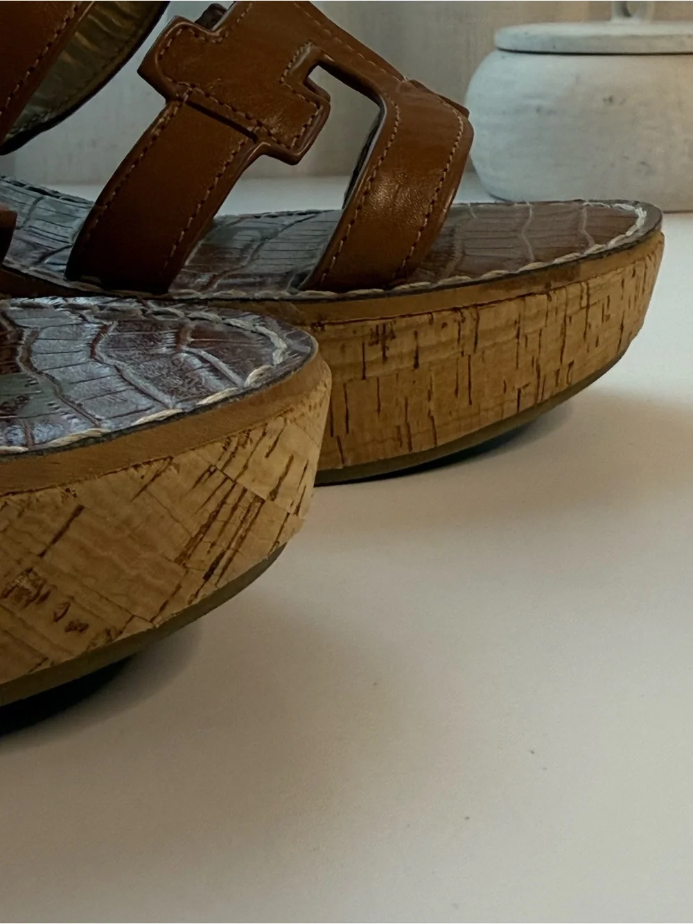Sam Edelman Women's Brown Cork Wedge Slide Sandals - Size 10